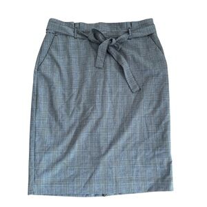 Banana Republic Grey houndstooth plaid Straight Belted Skirt Size 12